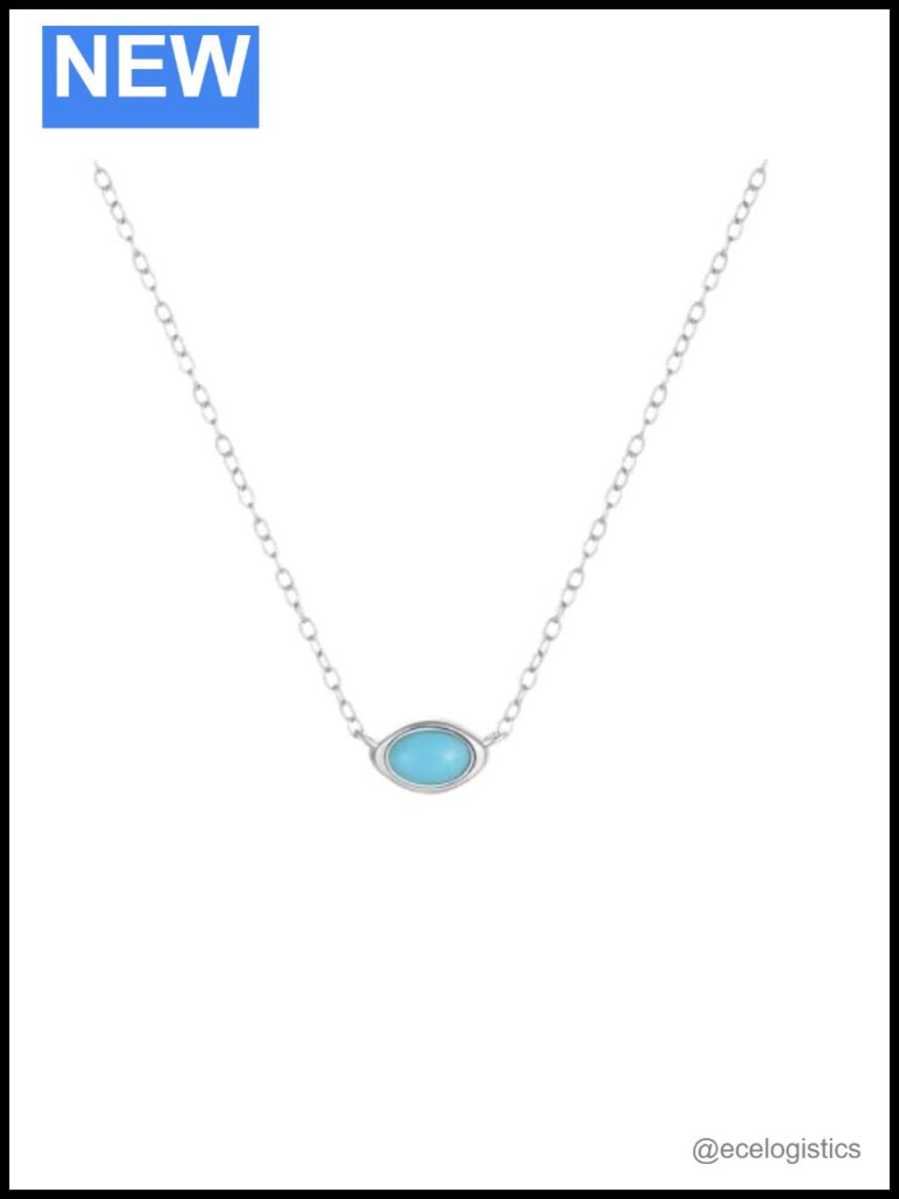 925 Sterling Silver Turquoise Pendant Necklace Adjustable Chain